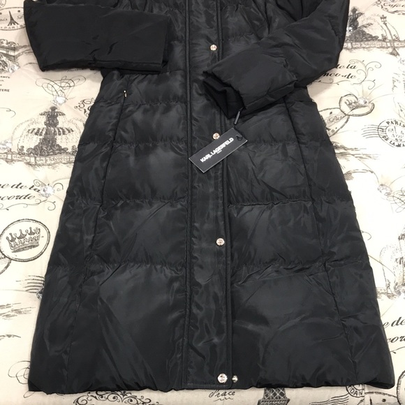 🎁 KARL LAGERFELD PARIS PLACKET FRONT LONG PUFFER - Picture 5 of 11